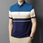 2025 Men's Short Sleeved Polo Shirt Fashion Collar Striped Polo Shirt Tops titile ya hai